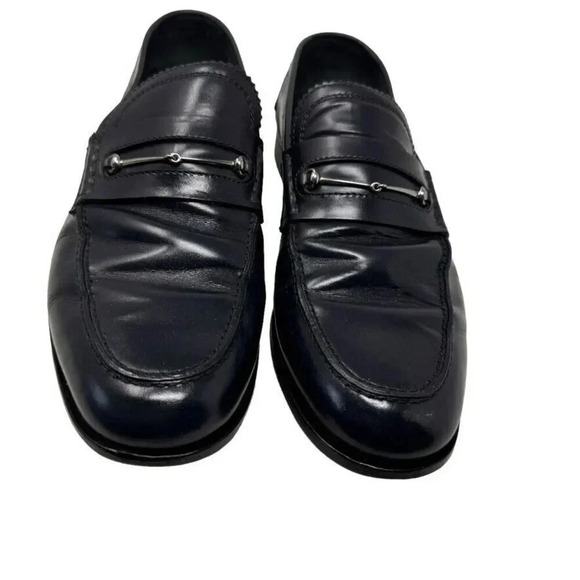 Gucci Mens black smooth leather horsebit loafers shoes size 8.5 - Picture 11 of 13
